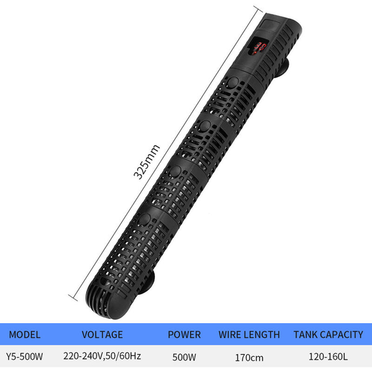 Aquarium Heater Bar Heater Bar with Protective Case Digital Temperature Display Temperature Adjustable Automatic Thermostat (Y5-500w)