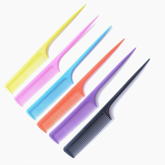 Multicolor Rat Tail Hair Comb Selection,8.4 Inches,Pack of 12