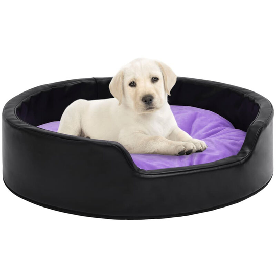Dog Bed Black and Purple 99x89x21 cm Plush and Faux Leather
