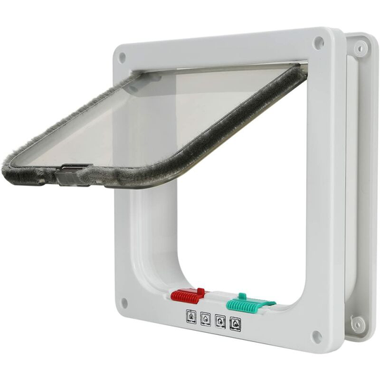 Cat Flap Cat Dog Door Safety Lockable 4 Positions With Tunnel(L)