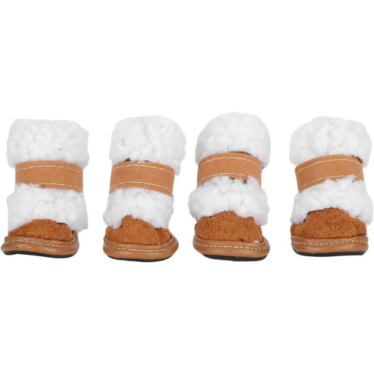 Warm winter boots for rubber dogs + plush fabric non -slip shoes for pet cats with hook loop closure