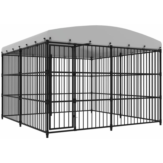Outdoor Dog Kennel with Roof 300x300x210 cm Vidaxl Black