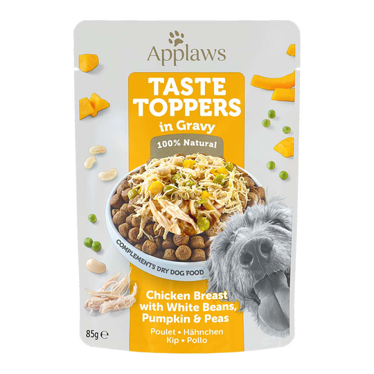 Applaws Taste Toppers in Gravy 12 x 85g - Chicken Breast with White Beans, Pumpkin & Peas