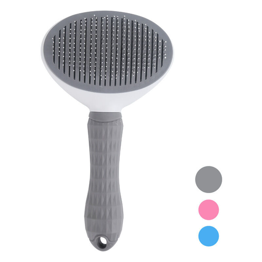 Dog brushes for grooming, dog brush, cat brush, pet grooming brush with cleaning (grey)