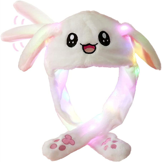 Kartokner - led Glowing Plush Moving Rabbit Hat Funny Glowing and Ear Moving Bunny Hat Cap for Women Girls, Cosplay Christmas Party Holiday Halloween