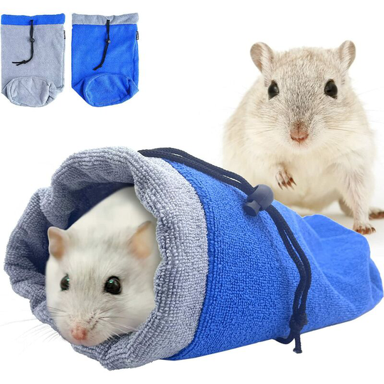 Ilovemilan - 2 pcs Ferret Bath Towel Hamster Bath Absorbent Towel Drying Bag Pet Cleaning Grooming Supplies for Squirrel Sugar Glider Guinea Pig