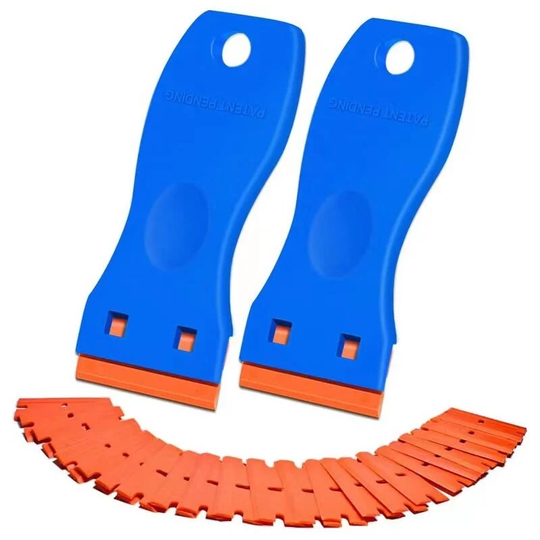 Benobby Kids - 2pcs) Induction Hob Scraper, 4 pcs Glass Scraper + 100 Spare Blades, Vitroceramic Squeegee Paint Scraper, Soft-Touch Blade