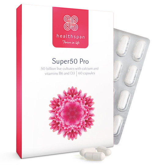 Healthspan Super50 Pro, 60 Capsule, Live Bacteria Cultures, Vegetarian