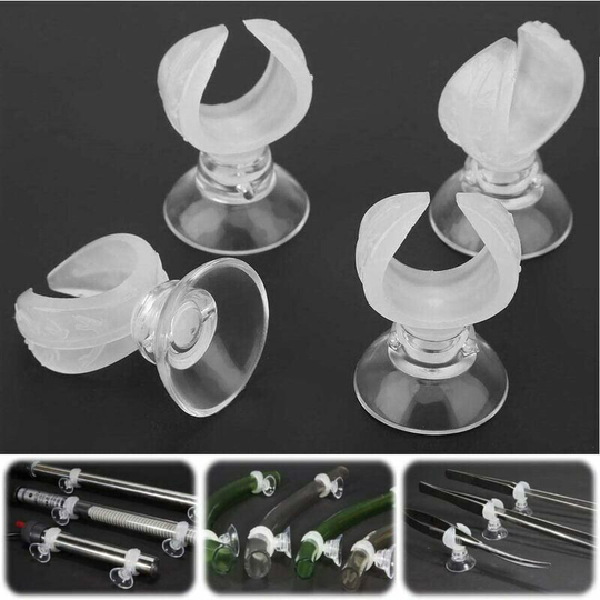 Set of 4 Aquarium Suction Cups Air Hose Holder Suction Cups with Clips for 15-24mm Aquarium Air Tube