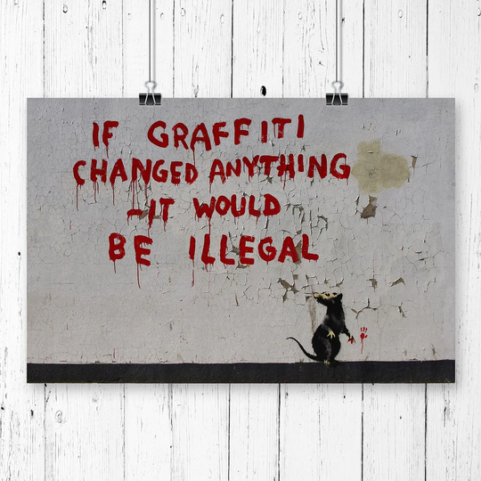 Rat Graffiti by Banksy Painting Print