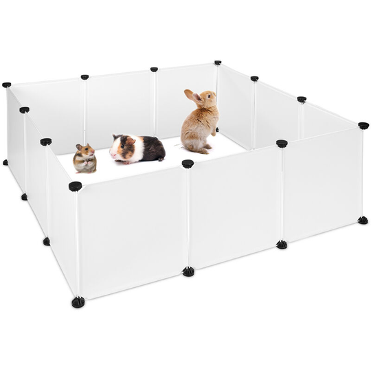 Relaxdays - Small Animal Open Enclosure, diy Enclosure, Extensible Playpen, hwd 47 x 110 x 110 cm, White