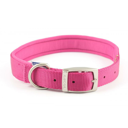 Ancol Padded Nylon Collar (45cm - 54cm) (Raspberry) - Raspberry