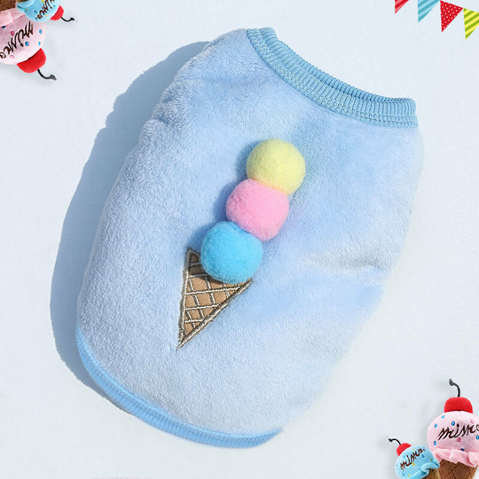 Winter Pet Clothes, Plush Blue Ice Cream Decoration, Small Pet Clothes (s)