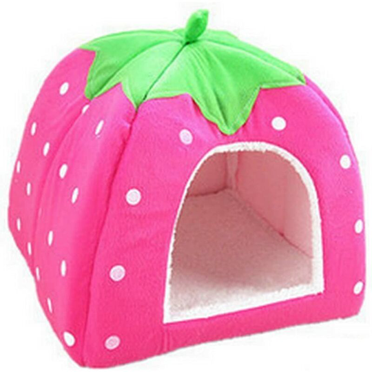 Animal Supplies Dog House Strawberry Printing Cat Rabbit Bed House Kennel Puppy Warm Cushion Basket, xxl