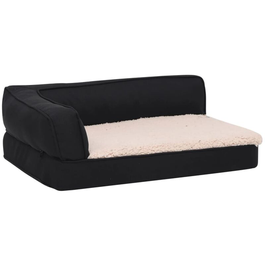 Ergonomic Dog Bed Mattress 75x53 cm Linen Look Fleece Black Vidaxl Black