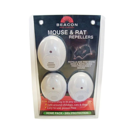 Rentokil - Sonic Mouse & Rat Repeller (Pack Of 3) (25.8 x 1.7 x 7.3cm) (White) - White