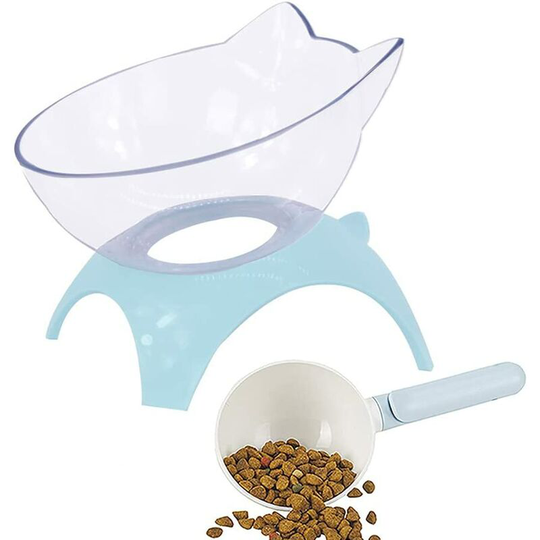 Perle Rare - Dog Cat Bowls Anti Vomiting, Elevated Cat Food Water Bowls with 15° Tilted Raised Stand Pet Feeder Bowl for Cats and Small Dogs,blue