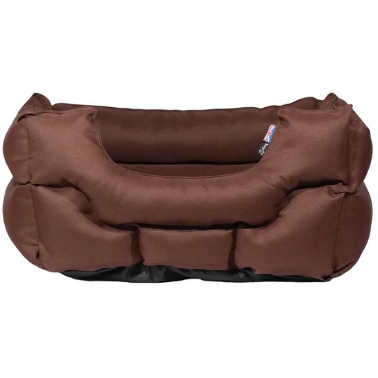Woodland High Sided Canvas Dog Bed Soft Washable Cushion Warm Pet Basket Cushion - Brown - Large