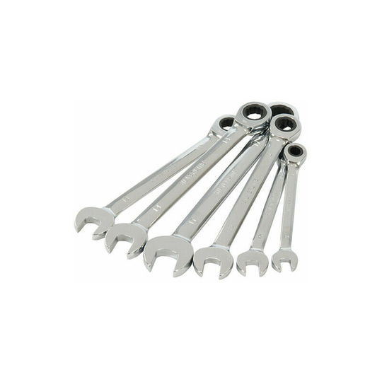 Loops - 6 Piece Fixed Head Ratchet Spanner Set 8mm 17mm Metric Kit Grip Bolt / Nut