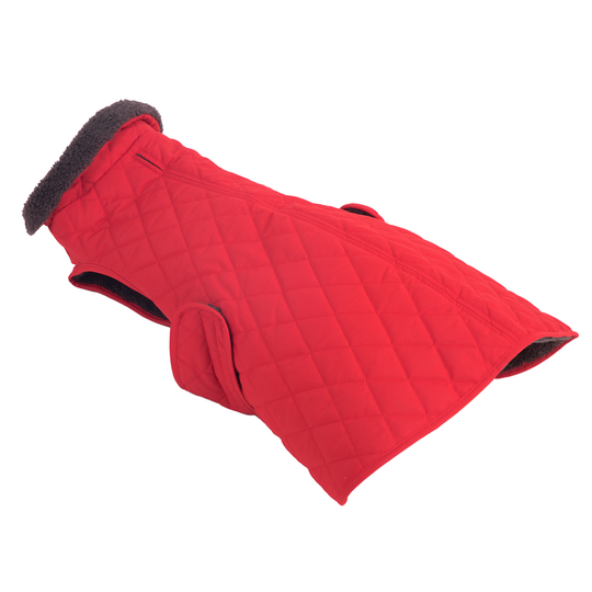 Quilted Dog Coat - Red - approx. 70cm Back Length
