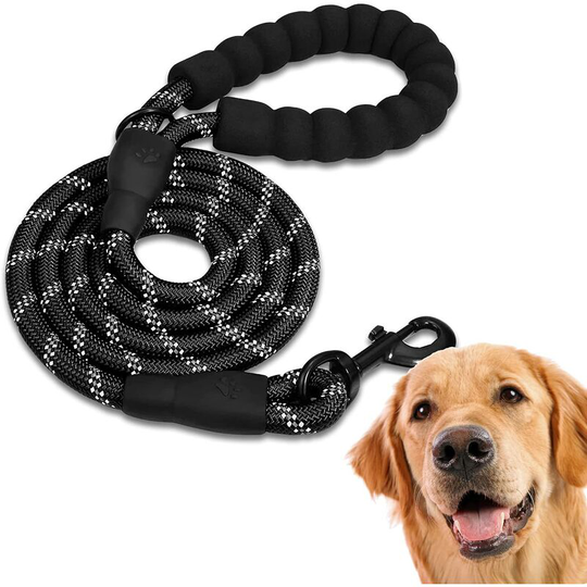 Rhafayre - Dog Leash, Dog Training Leash, Padded, Soft Handle, Rope for Puppies and Small, Medium and Large Dogs, 1.2 and 1.5 meters. (1.5M, Black)