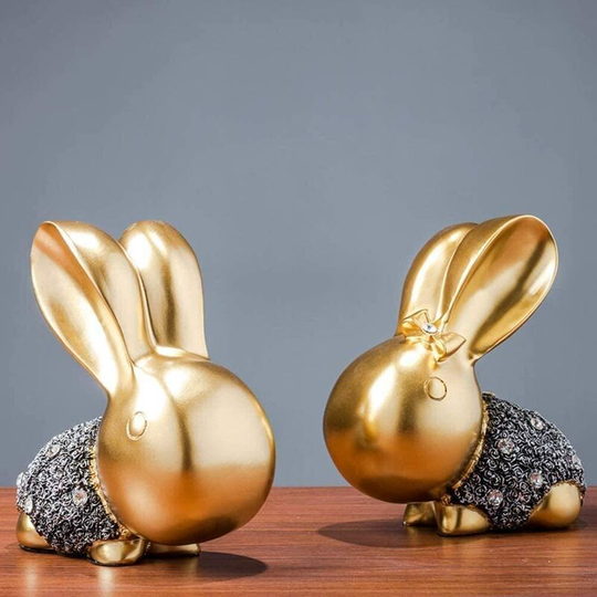 Deckon - Unique Crafts The European Rabbit Sculpture Decorations, Creative Resin Statue Statue Living Room Home tv Cabinet Cabinet Abstract Crafts