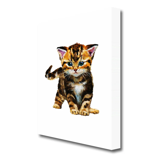 Tabby Kitten Cat Wild Life - Wrapped Canvas Painting Print