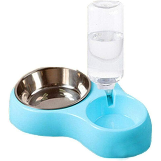 Water Dispenser Dry Food Dispenser For Cat And Dog Bowls Inox , Blue