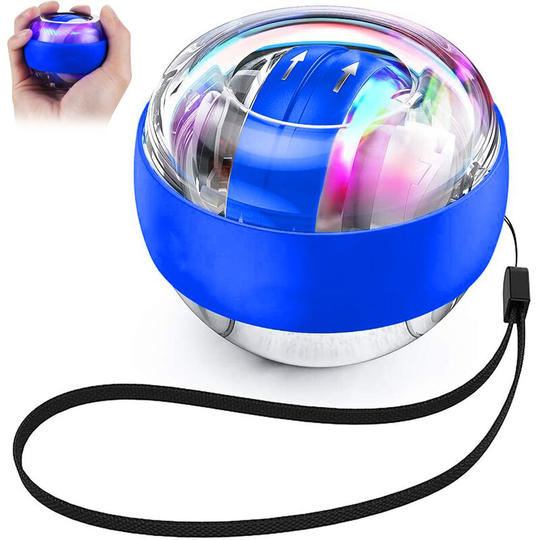 Auto-Star Wrist Power Gyro Ball, Wrist Strengthening and Forearm Exercise for Stronger Arm Fingers Wrist Bones and Muscles, Platinum Color Lights,
