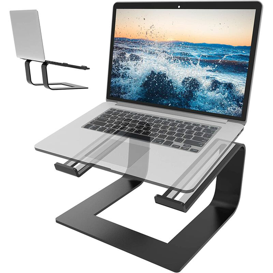 Stands Detachable Laptop Stand, Ergonomic Aluminum Desktop Laptop Stand, Notebook Stand Compatible with MacBook Air Pro, Dell XPS, Lenovo Plus (Black)