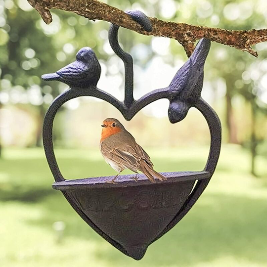 Cast Iron Heart Shaped Bird Feeder