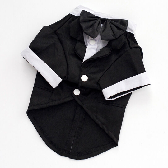 Formal dog costume set Puppy tuxedo and adjustable dog bow tie collar Fashionable gentleman dog cat pet shirt collar Wedding party set m (chest -38'