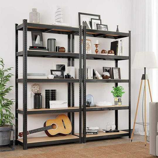 Songmics - Garage Shelving, 5-Tier Storage Racks, Set of 2, 180 x 90 x 40 cm, Max. Load 875 kg (175 kg per Tier), Shelving Units, Adjustable Shelves,