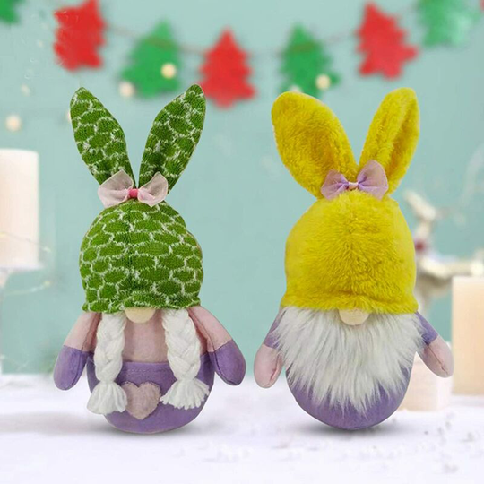 2 pcs Easter Gnome Plush Toy - Easter Gnome Bunny Spring Gnomes Easter Holiday Home Decoration Gnome Plush Handmade Rabbit Swedish Gifts Tomte