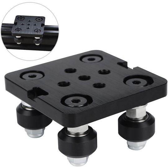 Mini V Gantry Rod Plate with Wheel for V-Groove Aluminum Profile 3D Printer Accessories Parts Set for Kossel Nema 23 Black Wheel