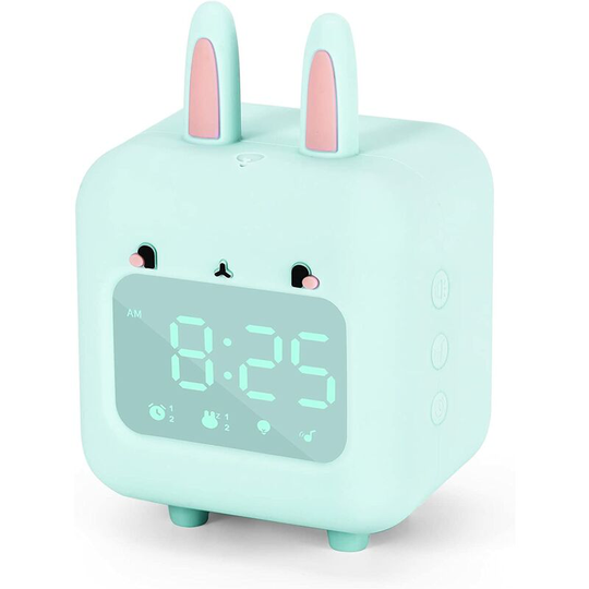 Bearsu - Alarm Clock for Kids, Digital Alarm Clock for Kids, Cute Rabbit Alarm Clock for Girls, White Noise Alarm Clock, Night Light with Kids usb
