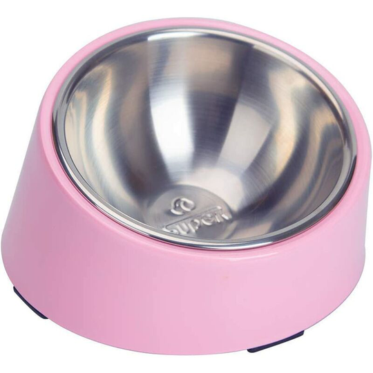 Perle Rare - Mess Free 15° Slanted Bowl for Dogs and Cats, Tilted Angle Bulldog Bowl Pet Feeder, Non-skid & Non-spill, Easier to Reach Food S/0.5 Cup