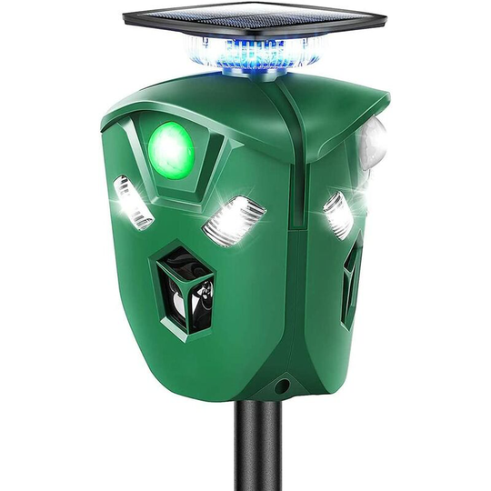 Ultrasonic Cat Repeller, Solar Powered Fox Deterrent Repeller, Waterproof Outdoor Pet Repeller with Motion Sensor for Garden