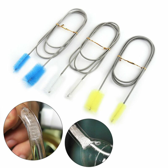 Perle Rare - 3 Pieces,Aquarium Cleaning Brush,Double Flexible Aquarium Cleaning Brush,Hose Brushes Aquarium Fish Tank Filter,Stainless Steel Double