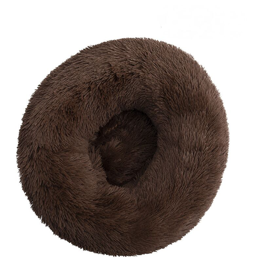 Weiches Plusch Rund Haustierbett Katze Weiches Bett Katzenbett fur Katzen Kleine Hunde-braun-50cm - Thsinde