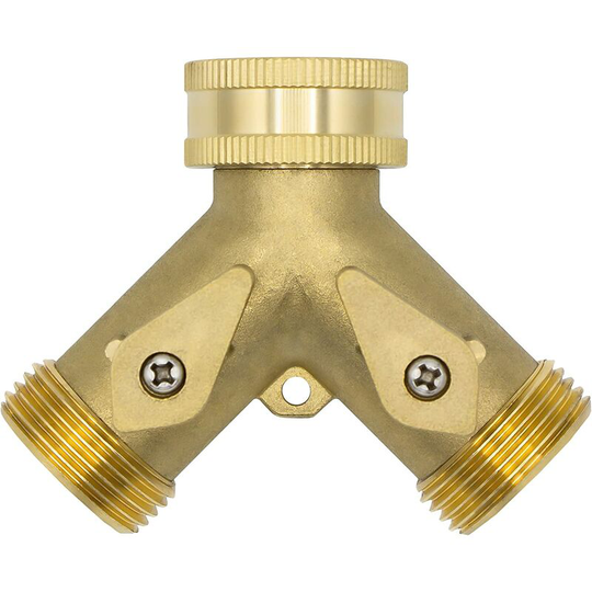 Aougo - 2-way Y-distributor, 3/4' male, brass, with shut-off valves
