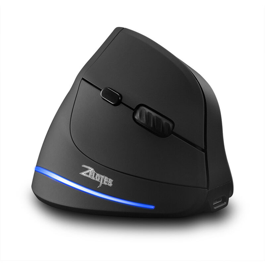 Rechargeable Wireless Vertical Mouse, Bluetooth or 2.4 GHz, 7 Buttons, Ergonomic, 1000/1600/2400 dpi, PC/Mac/Macbook/Computer/Chromebook Black