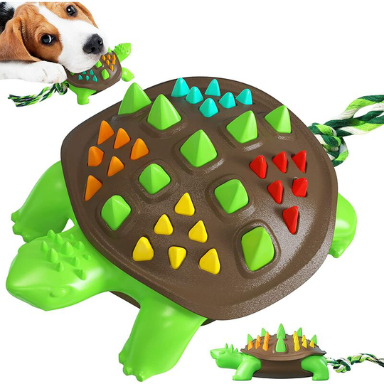 Bearsu - Durable Natural Rubber Dog Toys for Aggressive Chewers, Turtle Tough Dental Chew Toys for Training and Teeth Cleaning, Fun to Fetch and
