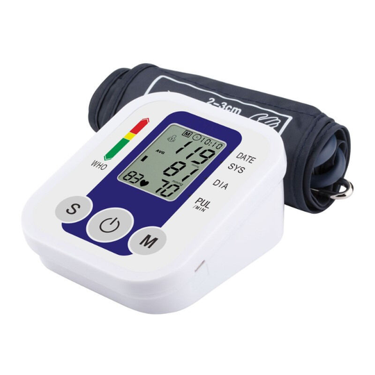 Blood Pressure Monitor Upper Arm Machine for Home Use Cuff Kit Pulse Rate Detection Meter with Cuff Memory lcd Display(blue) - Muff