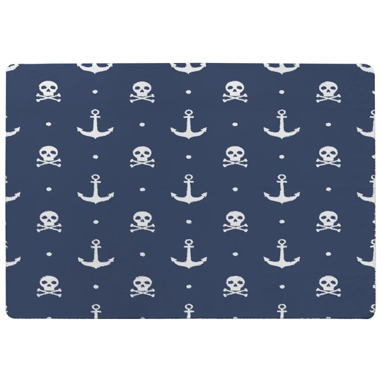Kincaid Anchor with Skull and Bones Shaggy Blue Rug