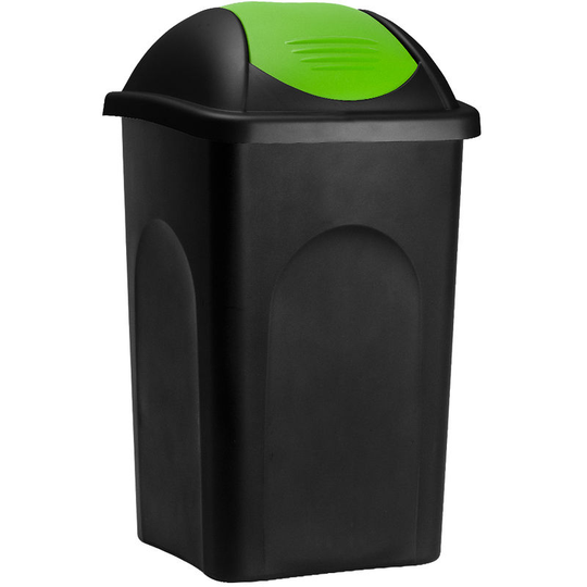 Dust Bin Rubbish Waste Bin 60L Plastic Kitchen Recycling Swing Lid Plastic Home Black/Green