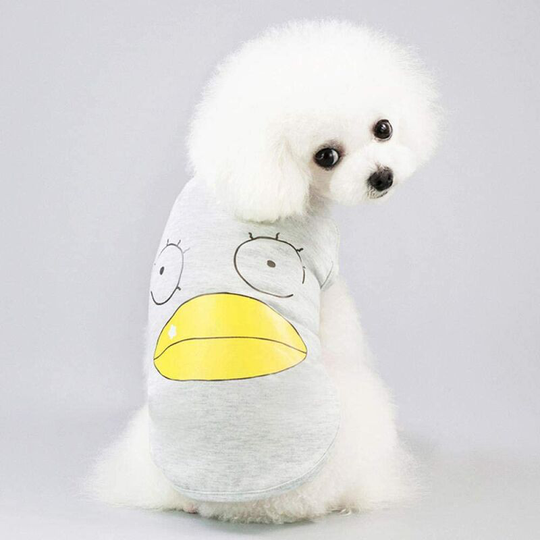Summer Dog Vest T-Shirt Pet Clothes for Dog Cat Clothes Costume for Small Dogs Cotton Cartoon Shirt Vest for Puppy Kitty-Gray