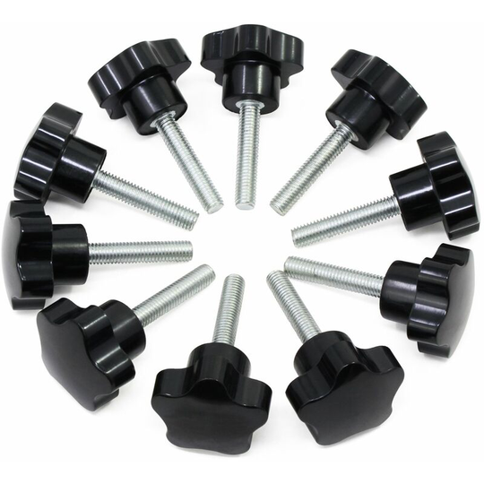 M6x50 Female Thread Nut Clamp Handle, Star Shaped Hand Knobs Black Plastic Screw Handle Clamp Knob for Mechanical Equipment