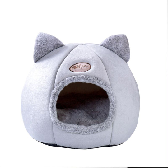 Cat litter, den for pets removable soft and warm bed, closed and foldable mattress for animals (33 x 35 cm (for cats up to 7 kg), grey).