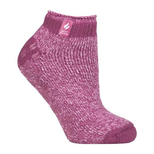 (Muted Pink (Pisa)) Heat Holders - Ladies Non Slip Thermal Ankle Slipper Socks with Grips